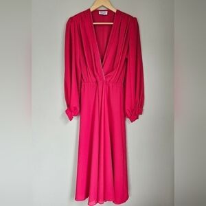 Vintage pink maxi boho  dress longsleeve 60's